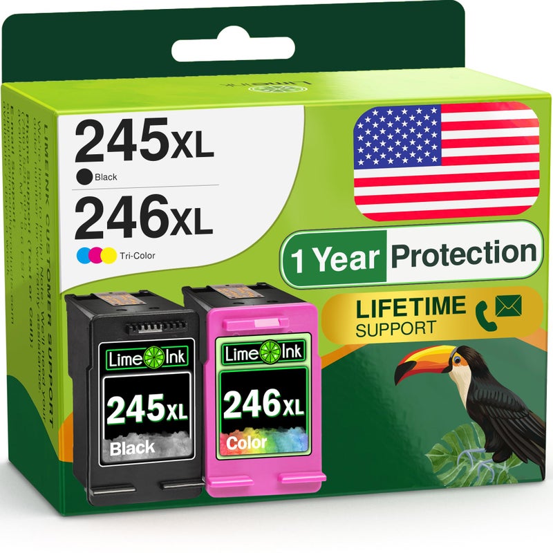 Limeink Remanufactured Ink Cartridges Replacement for Canon Ink Cartridges 245 and 246 245xl 246xl for Canon Pixma MG2522 mx490 Printer 245 246 XL ts3322 243 and 244 PG 2 Pk - Image 1